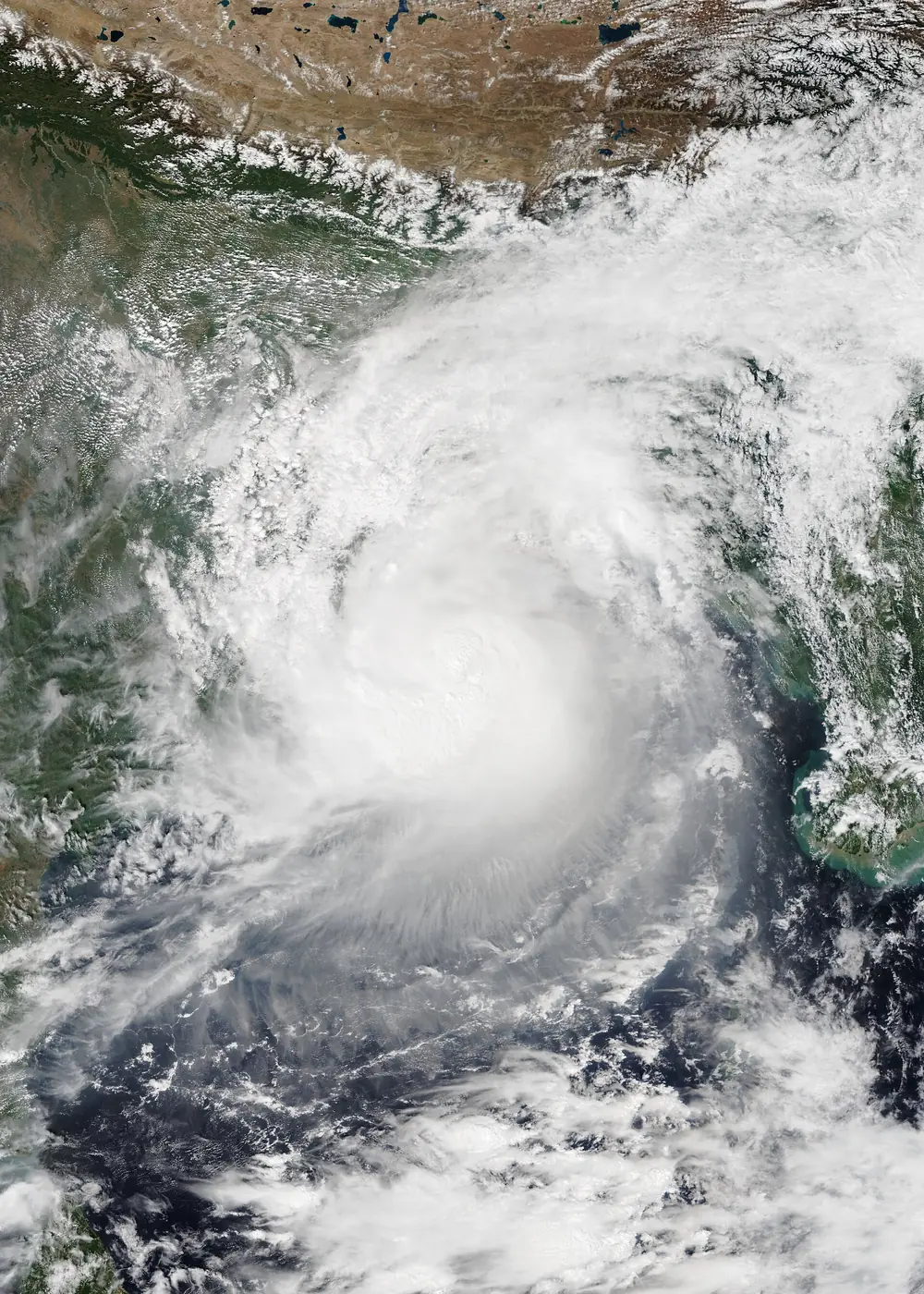 Satellite image of Cyclone Dana over the north-west Bay of Bengal approaching Odisha