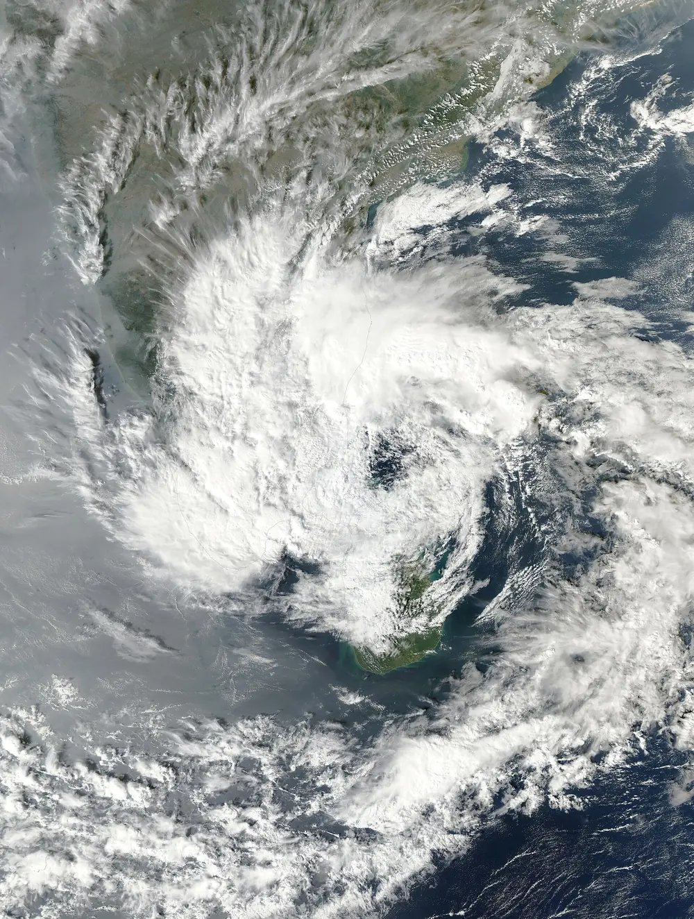 Satellite image of Cyclone Ditwah over Sri Lanka and the south-west Bay of Bengal