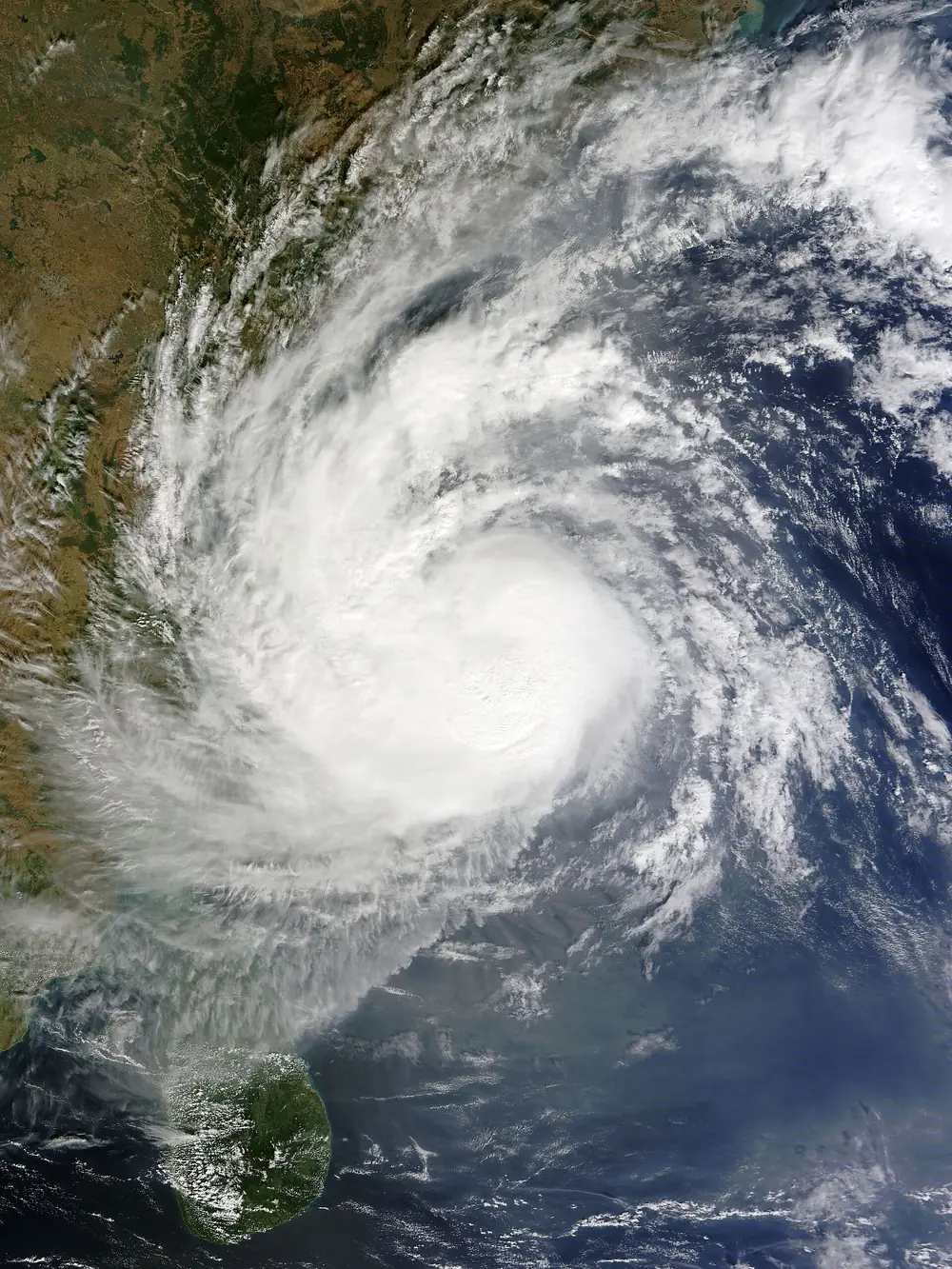 Satellite image of Cyclone Vardah approaching the coast of south India on 11 December 2016
